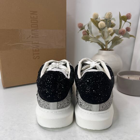 Steve Madden Icebox Jeweled Sneakers Beaded Silver Multi Women's 12M Tried On - Picture 4 of 9